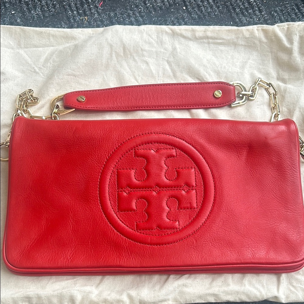 Like New Tory Burch Red Leather Clutch